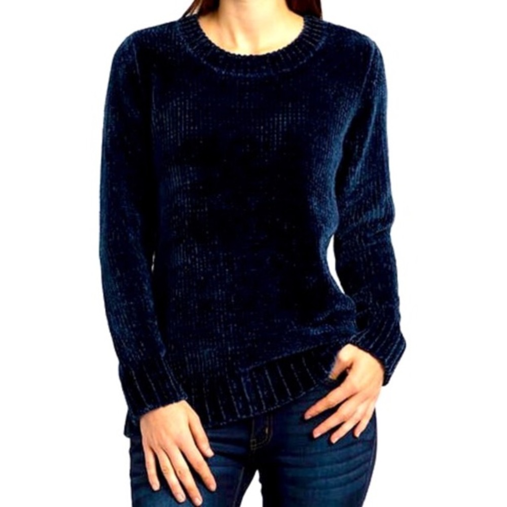 Dark Blue Chenille Sweater Top